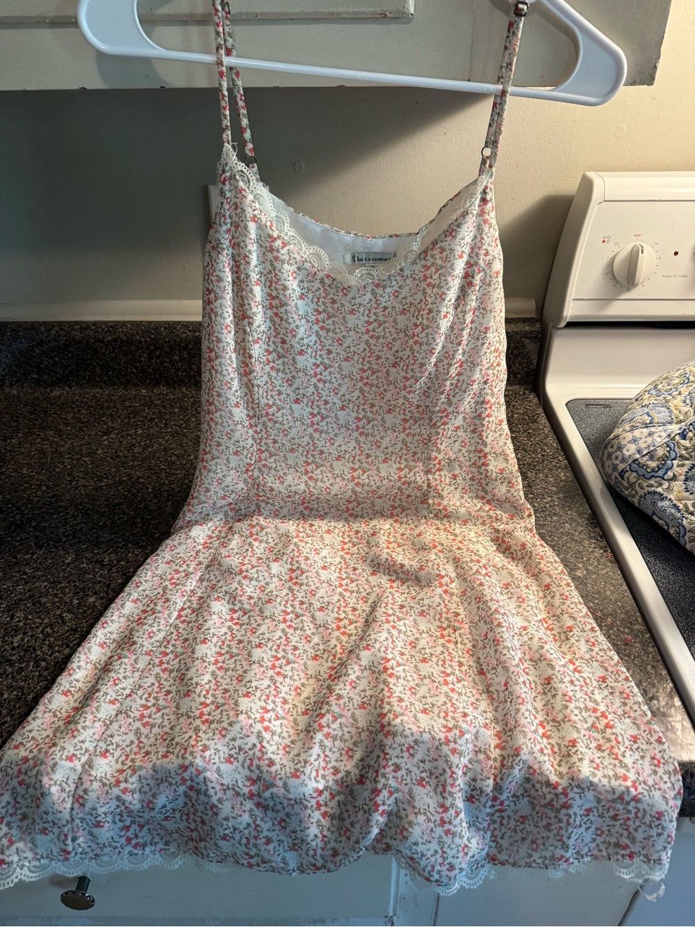 Lucca Couture Ditsy Floral Lace Trim Slip Dress Cottagecore Y2K Sz M